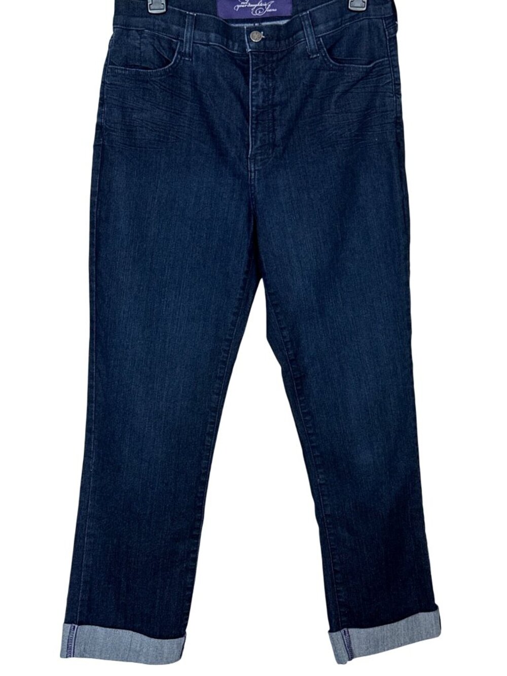 NYDJ Not Your Daughters 10 Blue Straight Jeans Leg Cuff High Rise